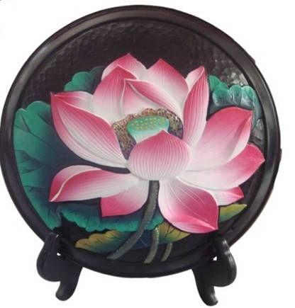 &mdash;荷花盘 纯手工制作 云南旅游特色产品 彩雕黑陶